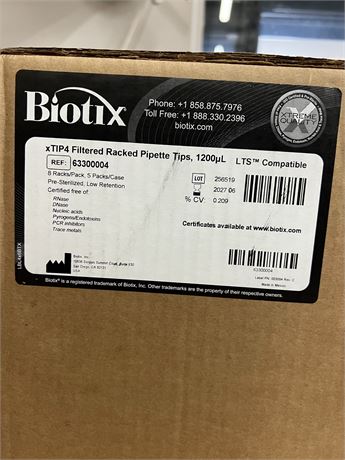 Biotix xTIP4 1000 uL 63300003 - Case 5 Boxes 8 Racks 96 Tips - SKID OF18 CASES