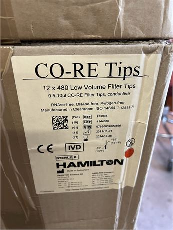 Hamilton CO-RE - Low Volume Filter Tips 12x480 0.5-10uL 235936 - Skid of 12 Case