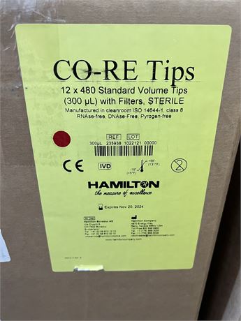 Hamilton CO-RE Tips 12x480 - 300 uL with Filters 235938 - Skid of 12 Cases