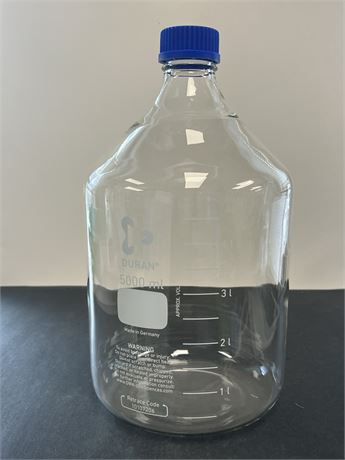 Duran Wheaton Kimble 5000ml 10107206 Laboratory Bottle with Blue Cap and Ring -