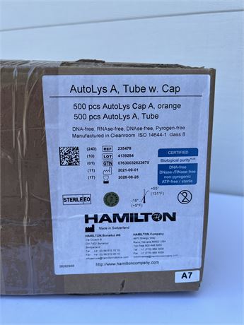Hamilton 235478 AutoLys A Tube with Cap - 500 Pieces